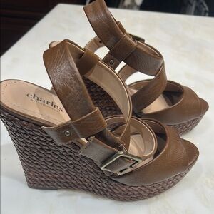Charles By Charles David Brown Woven Wedge Sandals